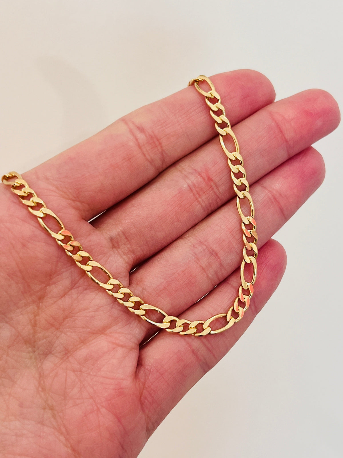 18KT Gold Filled Anklets, Gold Filled 4mm Figaro Anklet | Classic Chain with Modern Shine by HAUS OF MONOGRAM