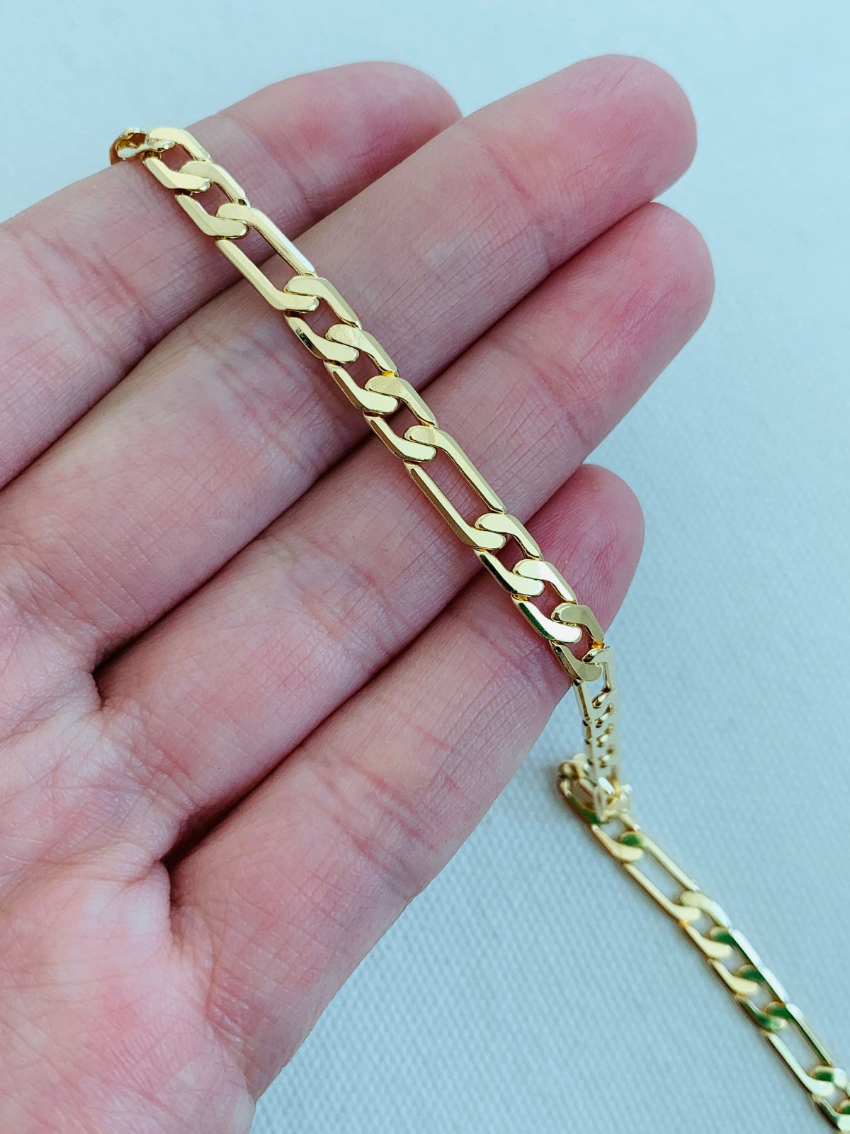 18KT Gold Filled Men's Bracelet, Gold Filled 4mm Figaro Bracelet | Bold Classic Statement by HAUS OF MONOGRAM