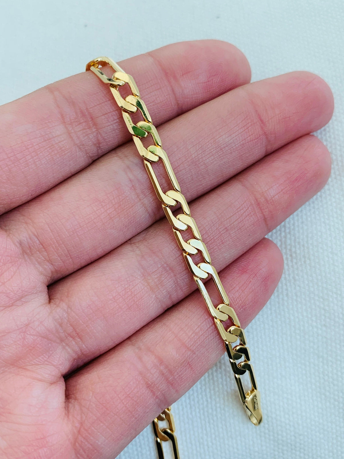 18KT Gold Filled Men's Bracelet, Gold Filled 4mm Figaro Bracelet | Bold Classic Statement by HAUS OF MONOGRAM