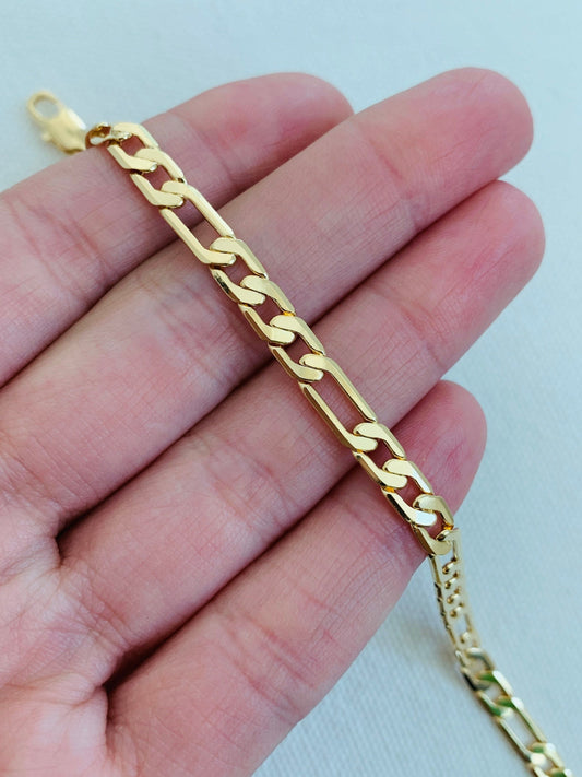 18KT Gold Filled Men's Bracelet, Gold Filled 4mm Figaro Bracelet | Bold Classic Statement by HAUS OF MONOGRAM