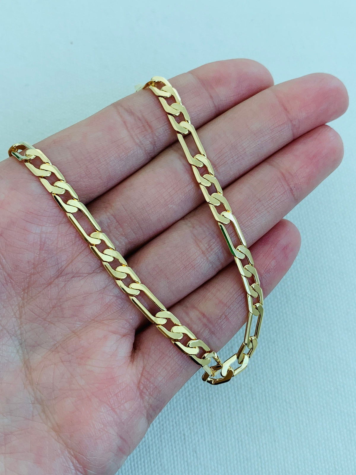 18KT Gold Filled Men's Bracelet, Gold Filled 4mm Figaro Bracelet | Bold Classic Statement by HAUS OF MONOGRAM