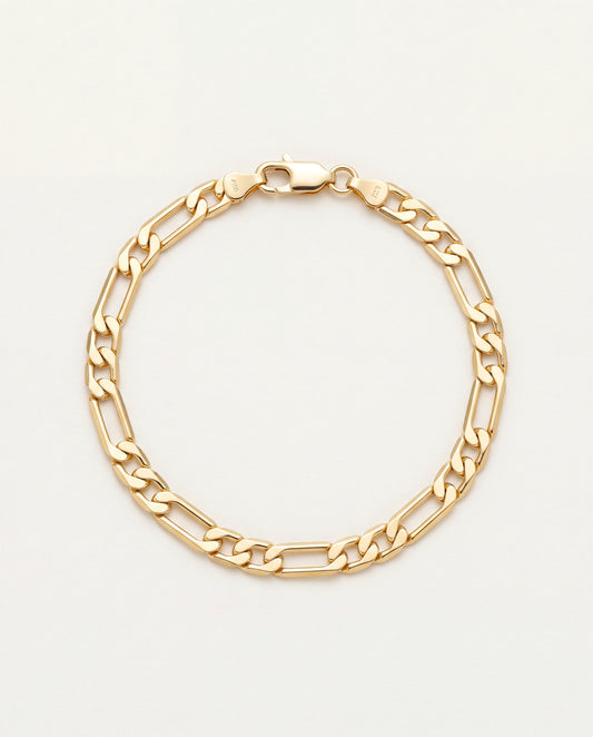 18KT Gold Filled Men's Bracelet, Gold Filled 4mm Figaro Bracelet | Bold Classic Statement by HAUS OF MONOGRAM