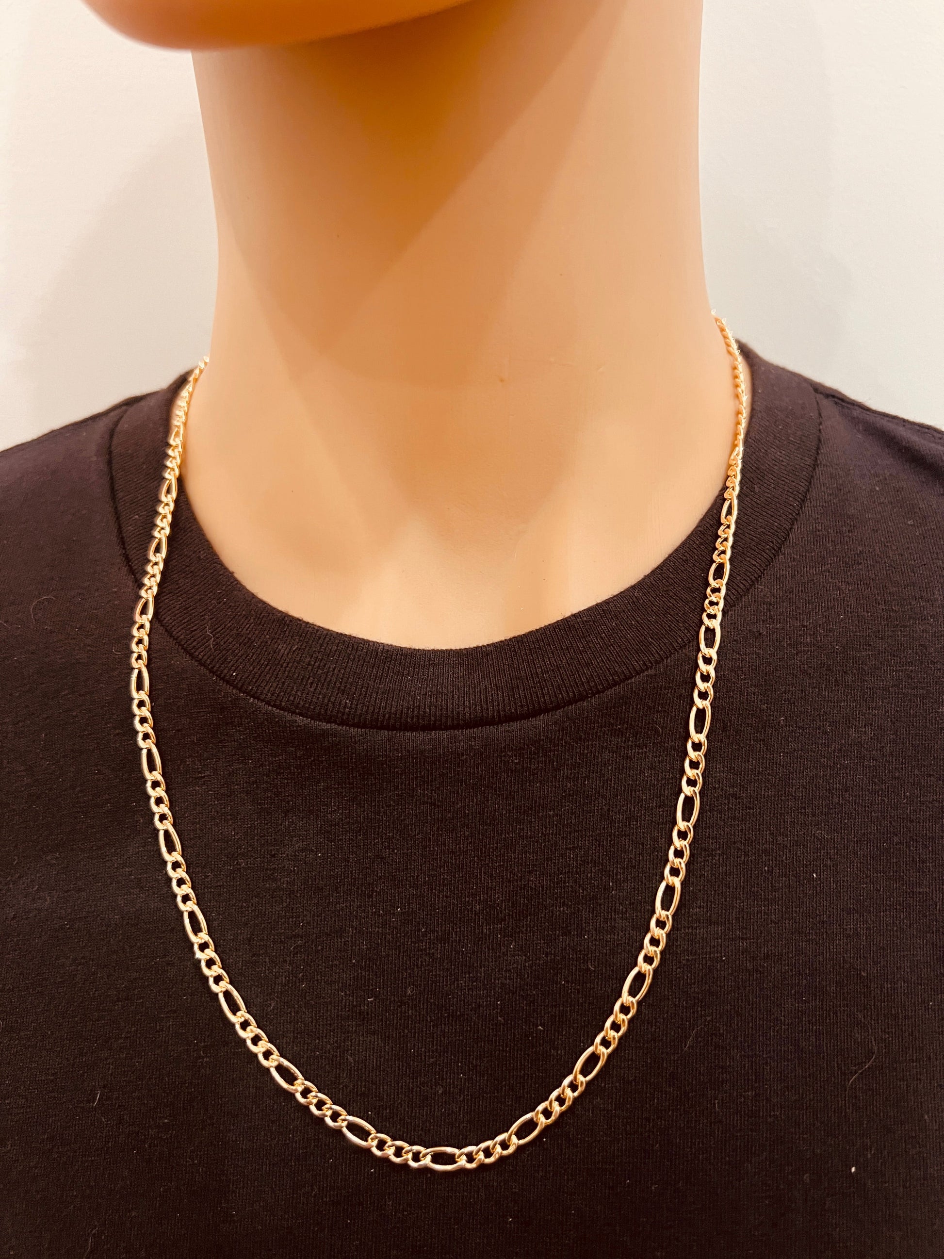 18KT Gold Filled Men's Chains, Gold Filled 4mm Figaro Chain | Bold Statement Necklace by HAUS OF MONOGRAM