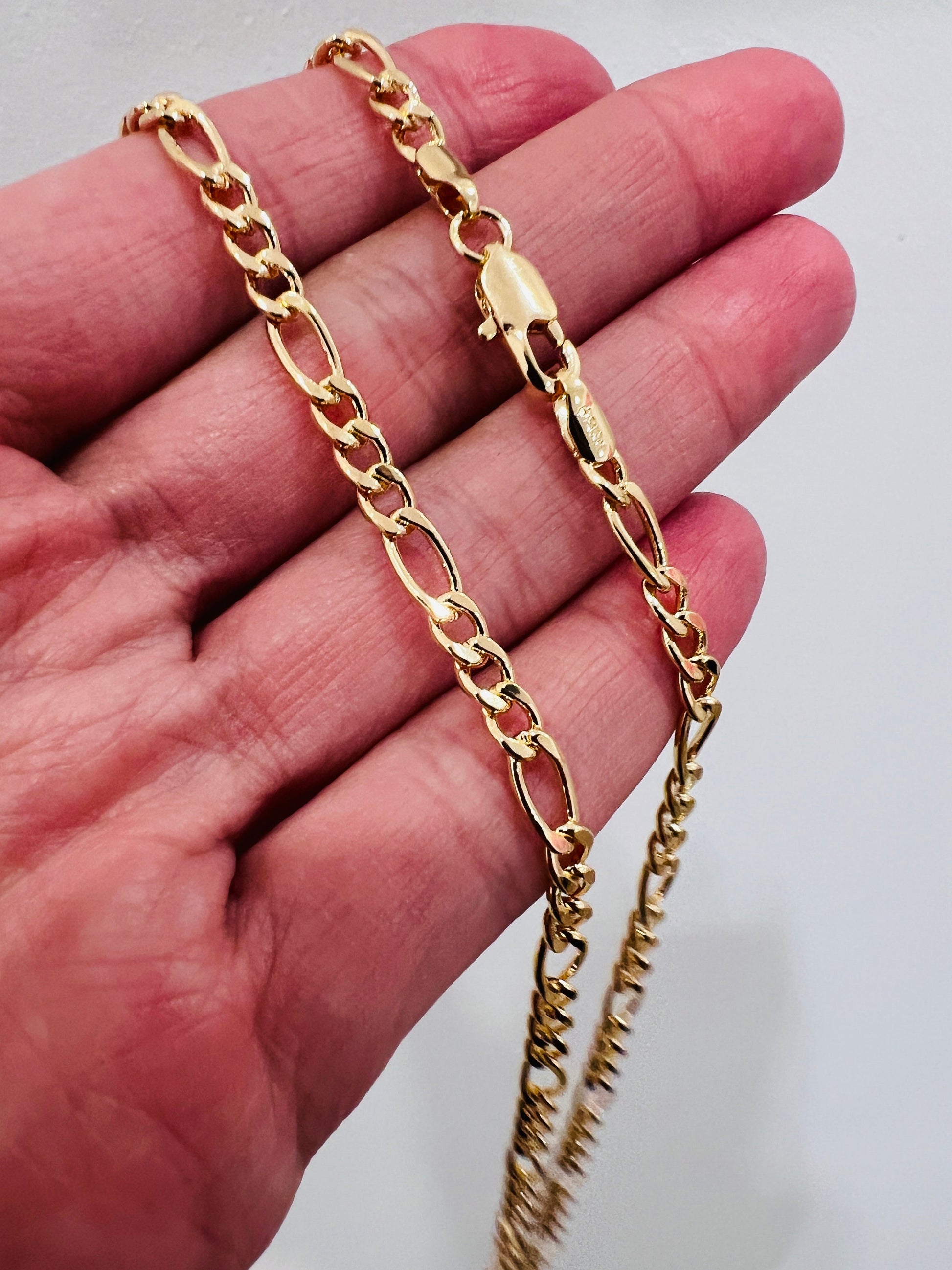 18KT Gold Filled Men's Chains, Gold Filled 4mm Figaro Chain | Bold Statement Necklace by HAUS OF MONOGRAM