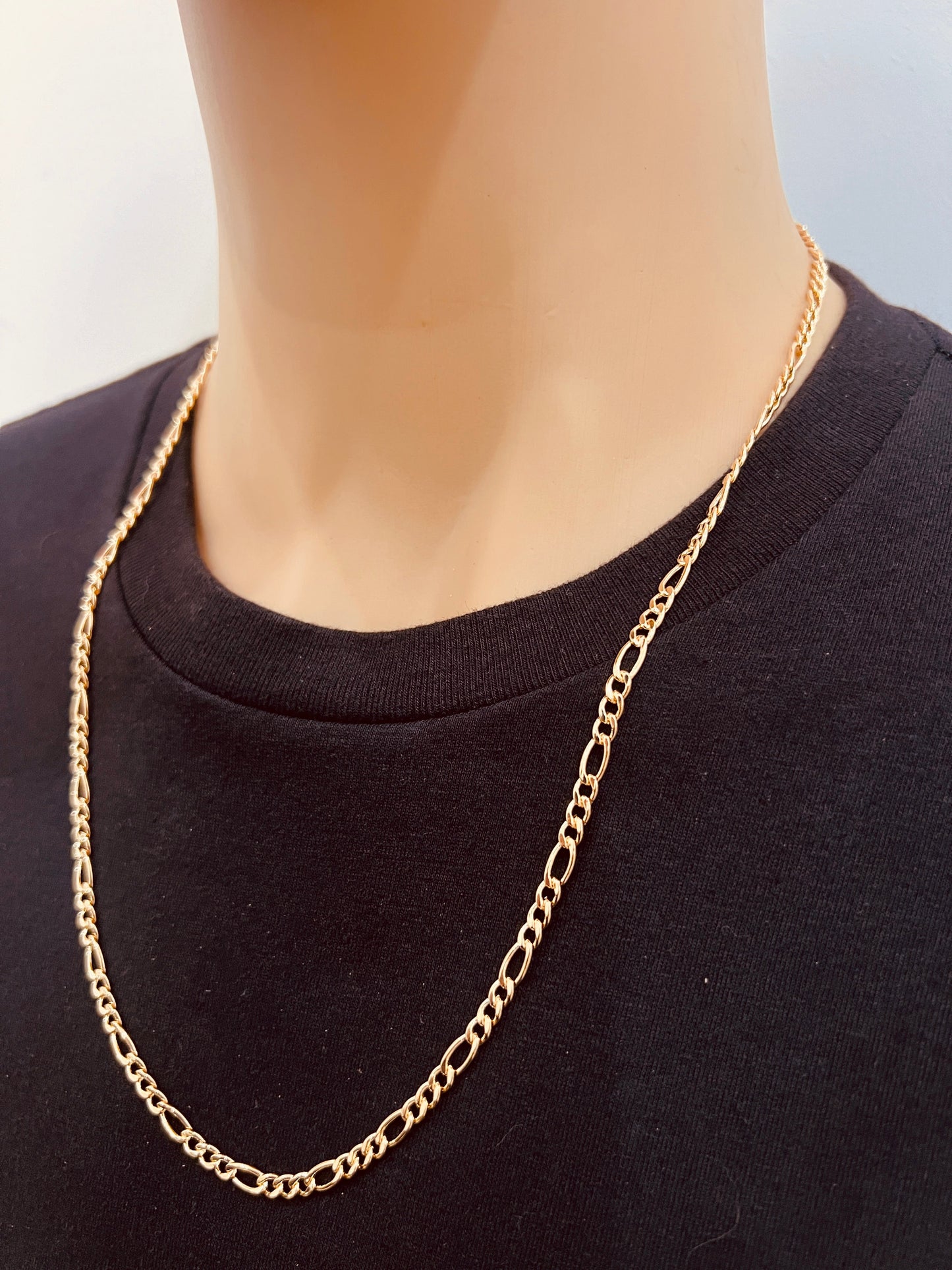 18KT Gold Filled Men's Chains, Gold Filled 4mm Figaro Chain | Bold Statement Necklace by HAUS OF MONOGRAM