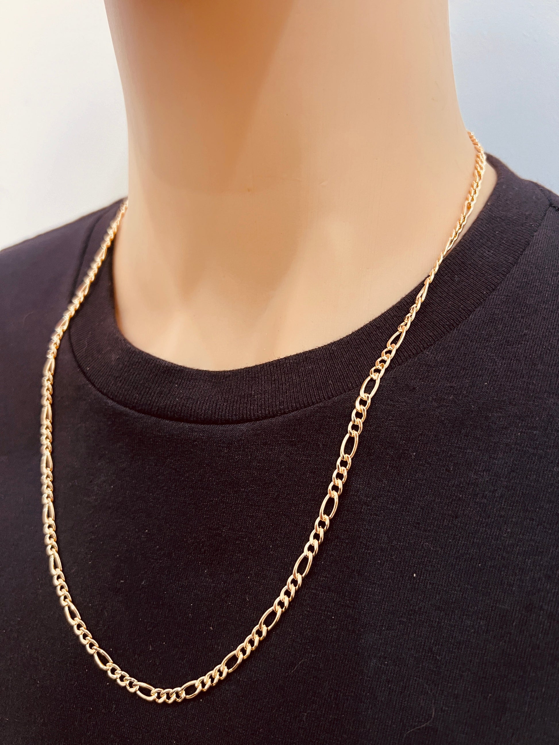 18KT Gold Filled Men's Chains, Gold Filled 4mm Figaro Chain | Bold Statement Necklace by HAUS OF MONOGRAM