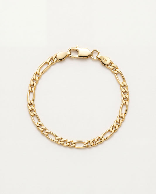 18KT Gold Filled Bracelets, Gold Filled 4mm Flat Figaro Bracelet | Men's Gold Link Bracelet by HAUS OF MONOGRAM