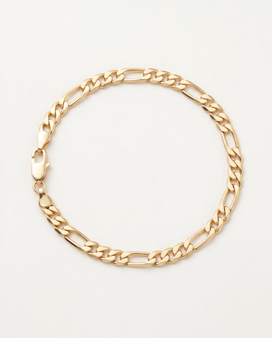 18KT Gold Filled Bracelets, Gold Filled 4mm Flat Figaro Bracelet | Men's Gold Link Bracelet by HAUS OF MONOGRAM