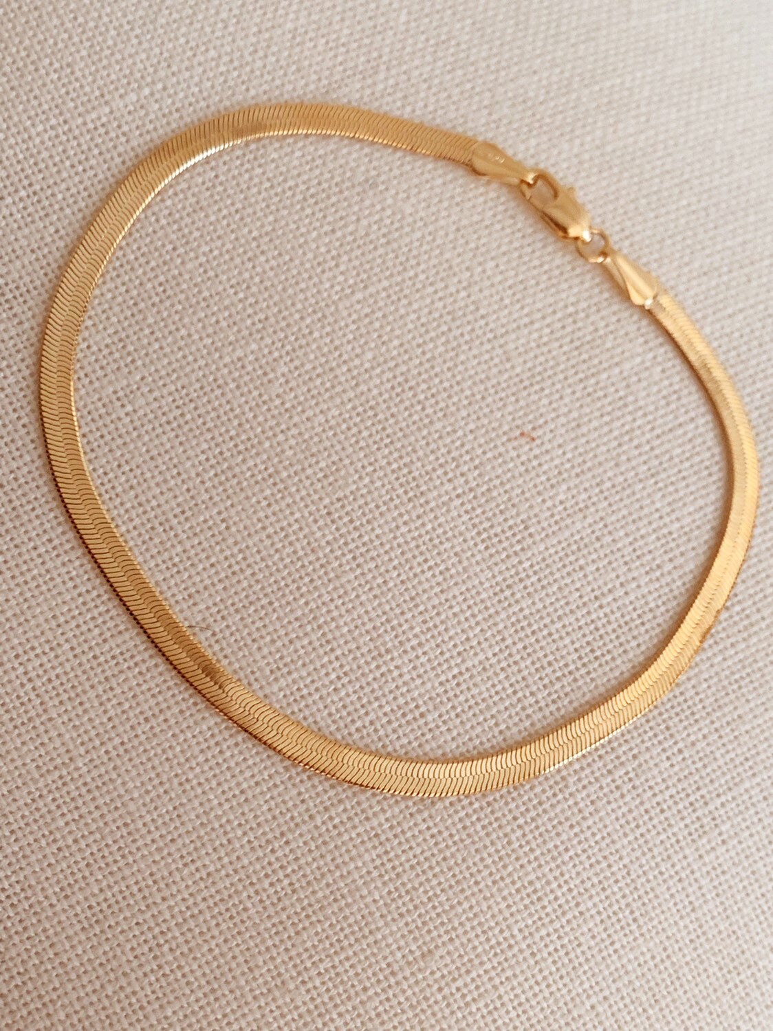 18KT Gold Filled Anklets, Gold Filled 4mm Herringbone Anklet | Sleek Everyday Shine by HAUS OF MONOGRAM
