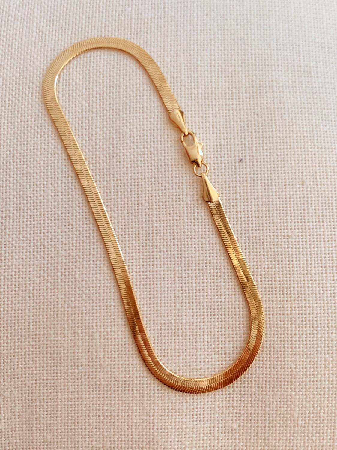 18KT Gold Filled Anklets, Gold Filled 4mm Herringbone Anklet | Sleek Everyday Shine by HAUS OF MONOGRAM