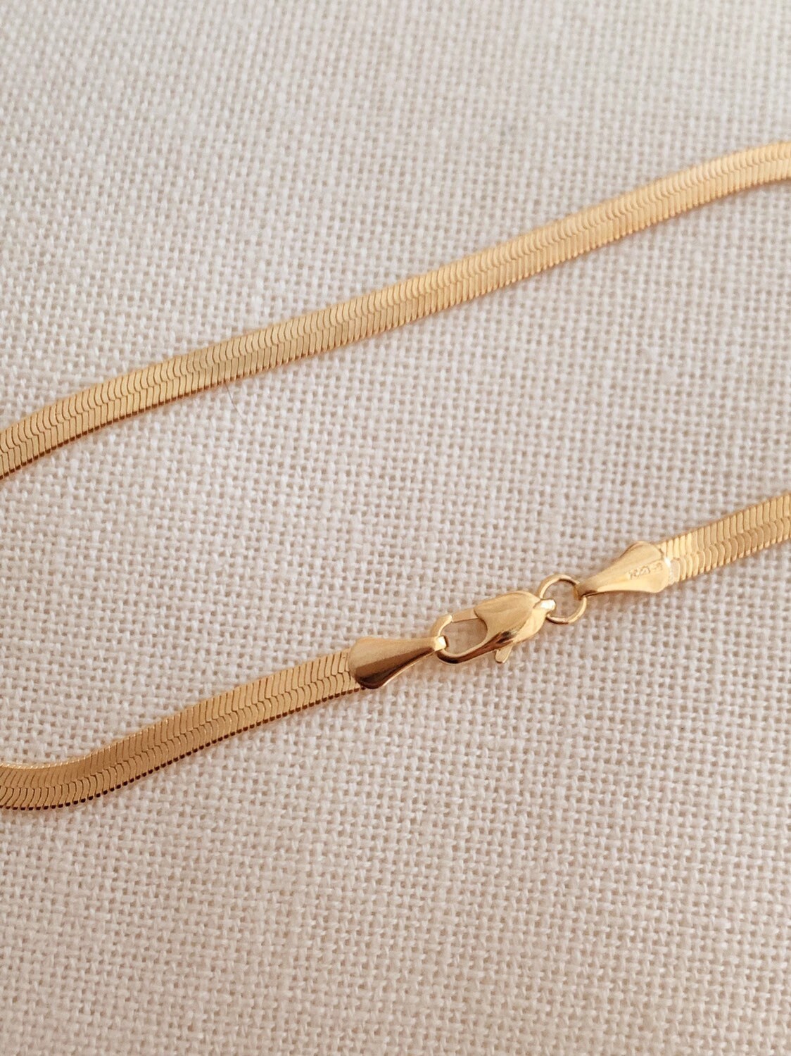 18KT Gold Filled Anklets, Gold Filled 4mm Herringbone Anklet | Sleek Everyday Shine by HAUS OF MONOGRAM