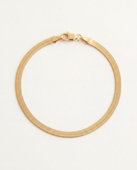 18KT Gold Filled Anklets, Gold Filled 4mm Herringbone Anklet | Sleek Everyday Shine by HAUS OF MONOGRAM