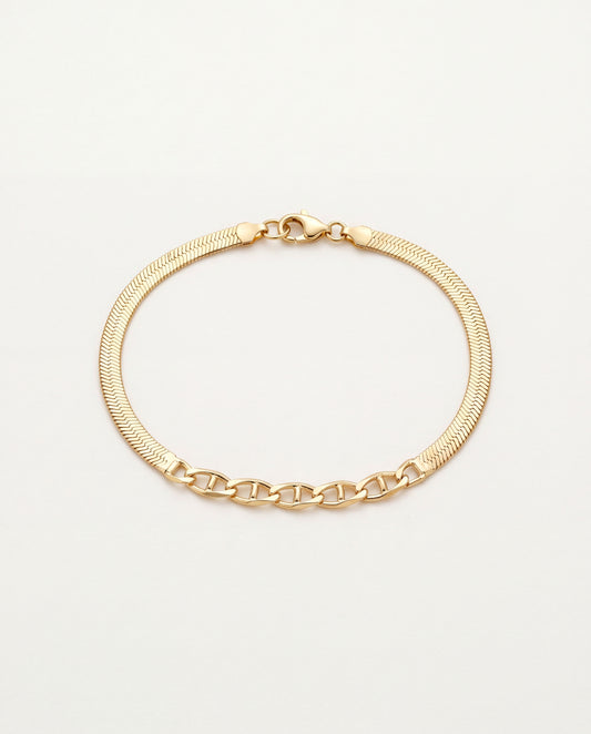 18KT Gold Filled Bracelets, Gold Filled 4mm Herringbone Bracelet – 18K Gold Chain Link | 6"–7.5" by HAUS OF MONOGRAM