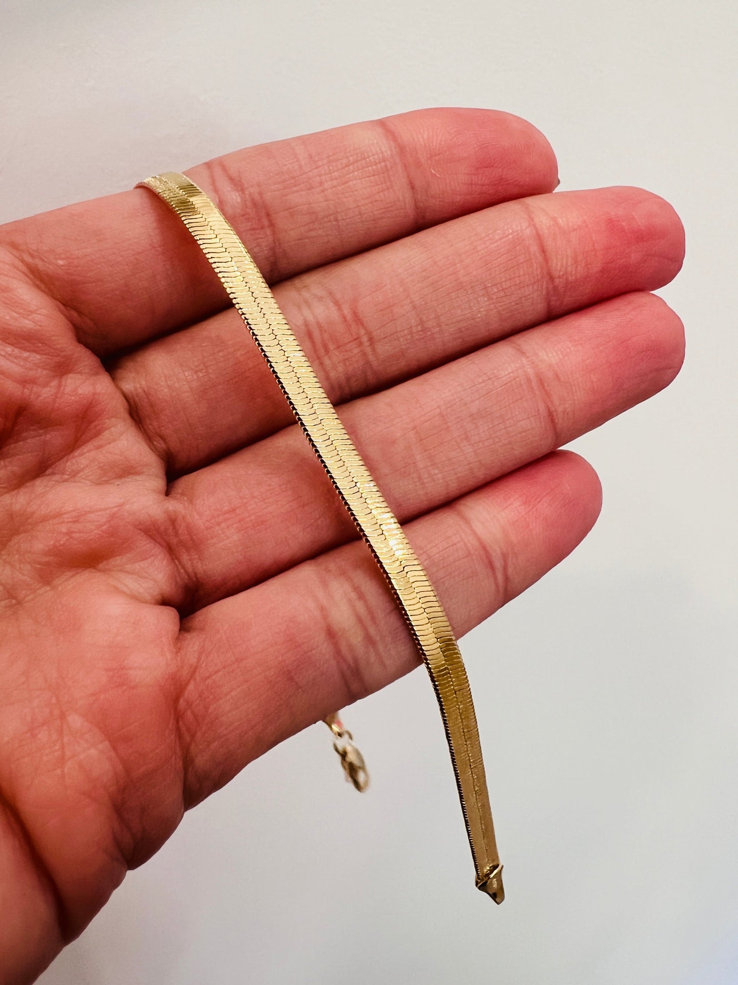 Gold Filled 4mm Herringbone Bracelet | Sleek Wrist Staple in Gold by HAUS OF MONOGRAM - Bracelets, 6", HOM-1-0435-6