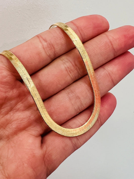 18KT Gold Filled Bracelets, Gold Filled 4mm Herringbone Bracelet | Sleek Wrist Staple in Gold by HAUS OF MONOGRAM