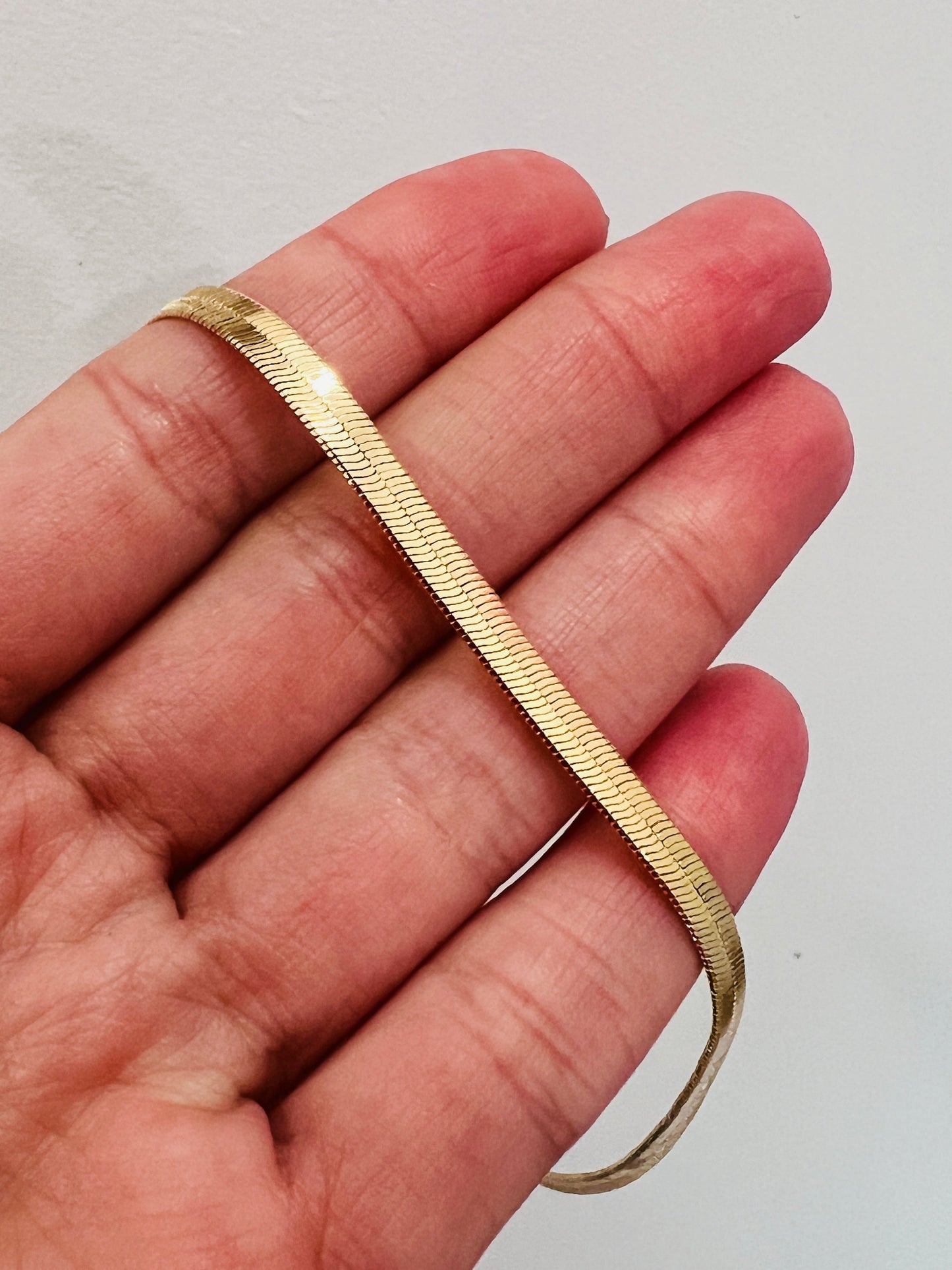 Gold Filled 4mm Herringbone Bracelet | Sleek Wrist Staple in Gold by HAUS OF MONOGRAM - Bracelets, 6", HOM-1-0435-6