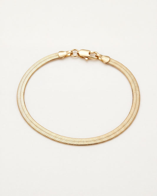 18KT Gold Filled Bracelets, Gold Filled 4mm Herringbone Bracelet | Sleek Wrist Staple in Gold by HAUS OF MONOGRAM