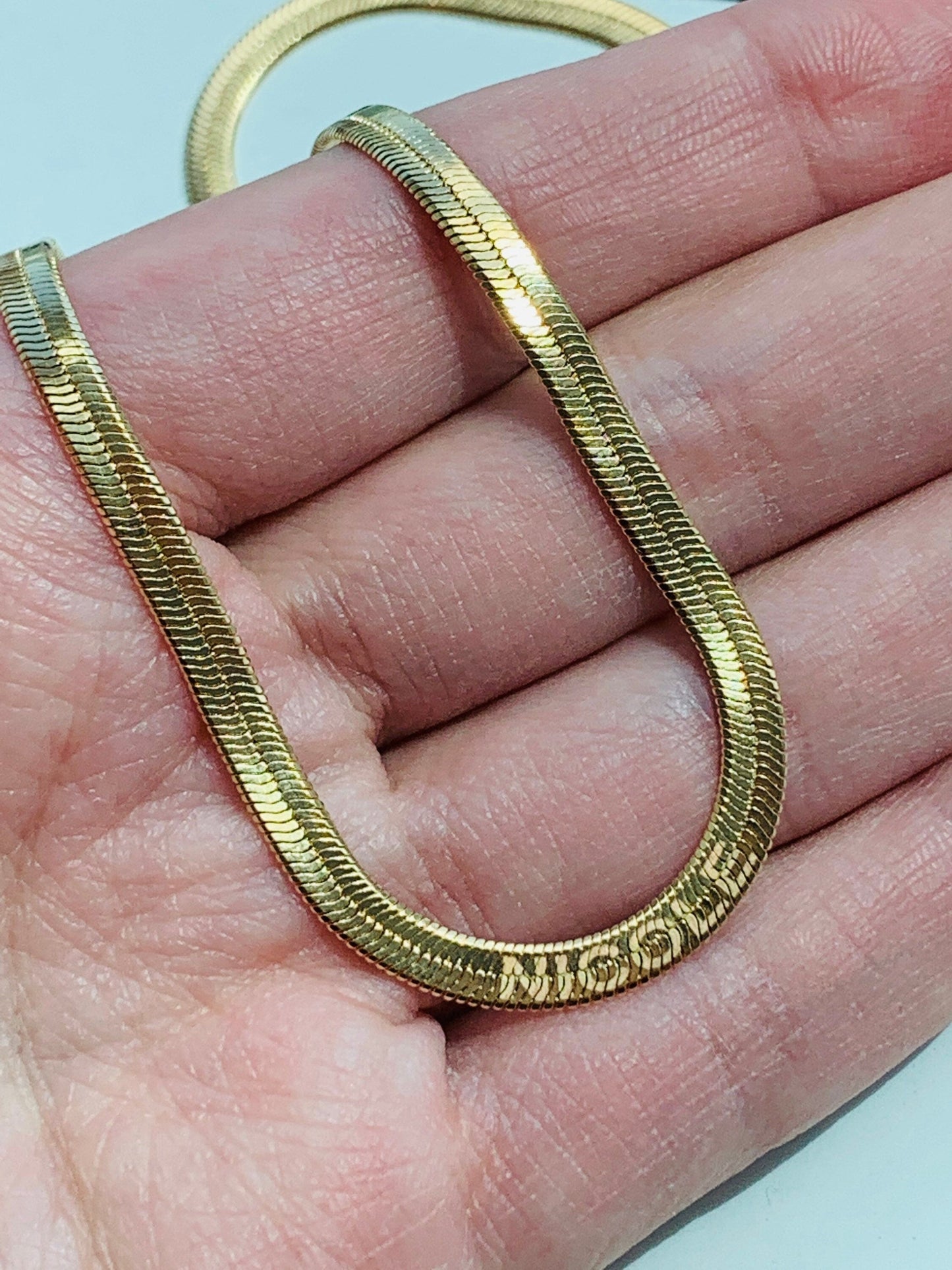 18KT Gold Filled Necklaces, Gold Filled 4mm Herringbone Necklace | Custom Engraved Gift by HAUS OF MONOGRAM