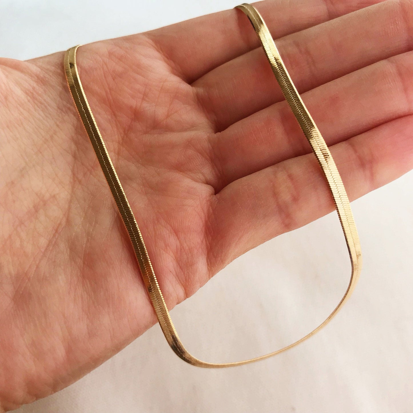 18KT Gold Filled Necklaces, Gold Filled 4mm Herringbone Necklace | Custom Engraved Gift by HAUS OF MONOGRAM