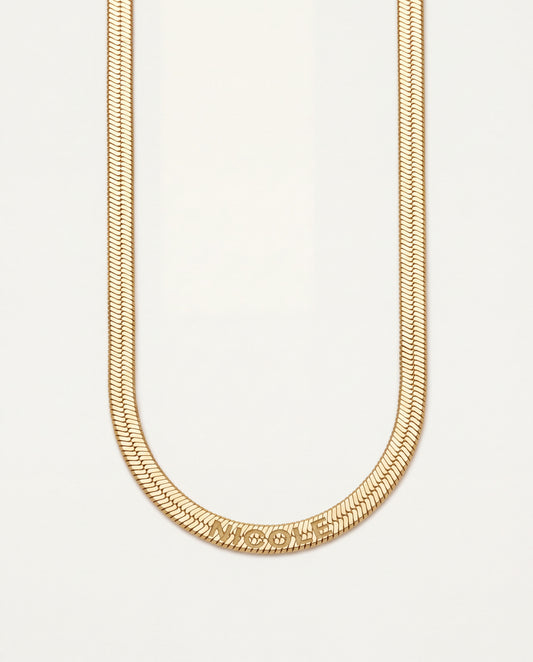18KT Gold Filled Necklaces, Gold Filled 4mm Herringbone Necklace | Custom Engraved Gift by HAUS OF MONOGRAM