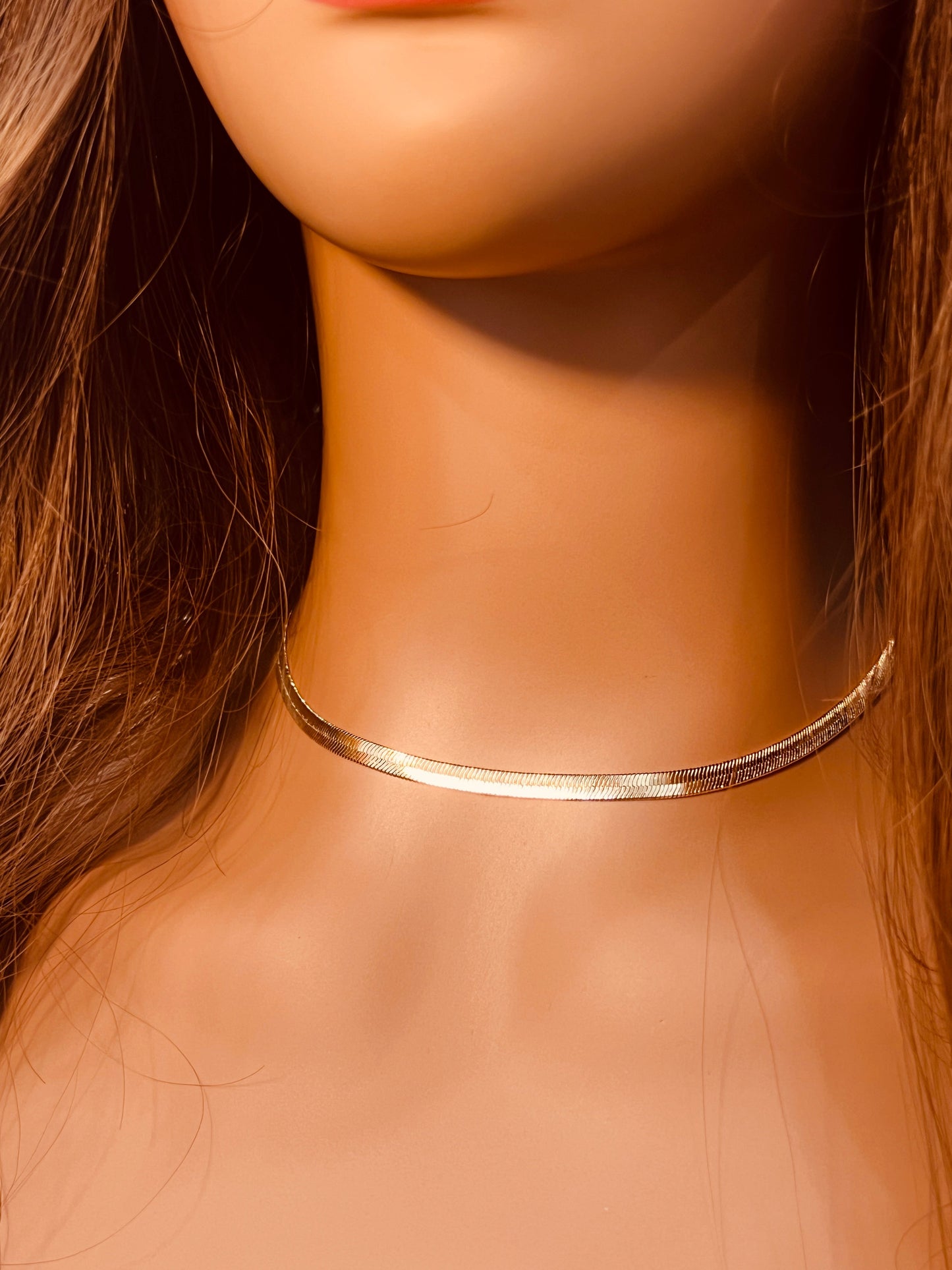 Gold Filled 4mm Herringbone Necklace | Flat Snake Chain Layering Jewelry by HAUS OF MONOGRAM - Necklaces, 14", HOM-1-1619
