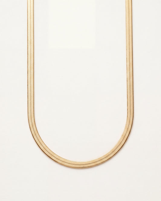 18KT Gold Filled Necklaces, Gold Filled 4mm Herringbone Necklace | Flat Snake Chain Layering Jewelry by HAUS OF MONOGRAM