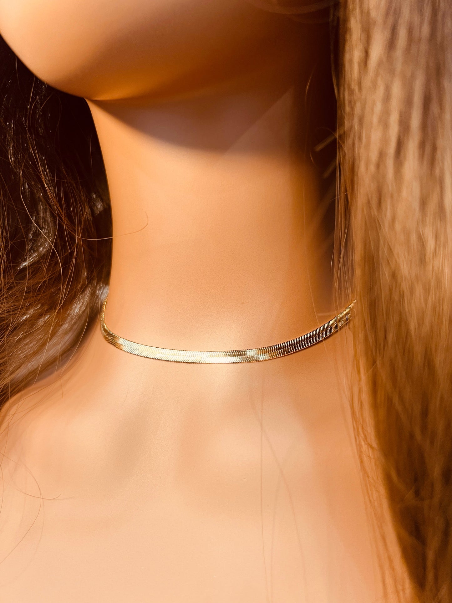 Gold Filled 4mm Herringbone Necklace | Flat Snake Chain Layering Jewelry by HAUS OF MONOGRAM - Necklaces, 14", HOM-1-1619