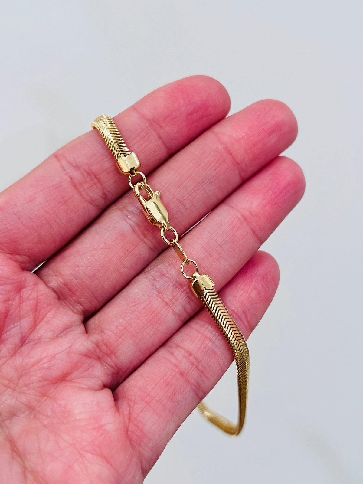 18KT Gold Filled Anklets, Gold Filled 4mm Magic Herringbone Anklet | Luxe Shine for Every Step by HAUS OF MONOGRAM