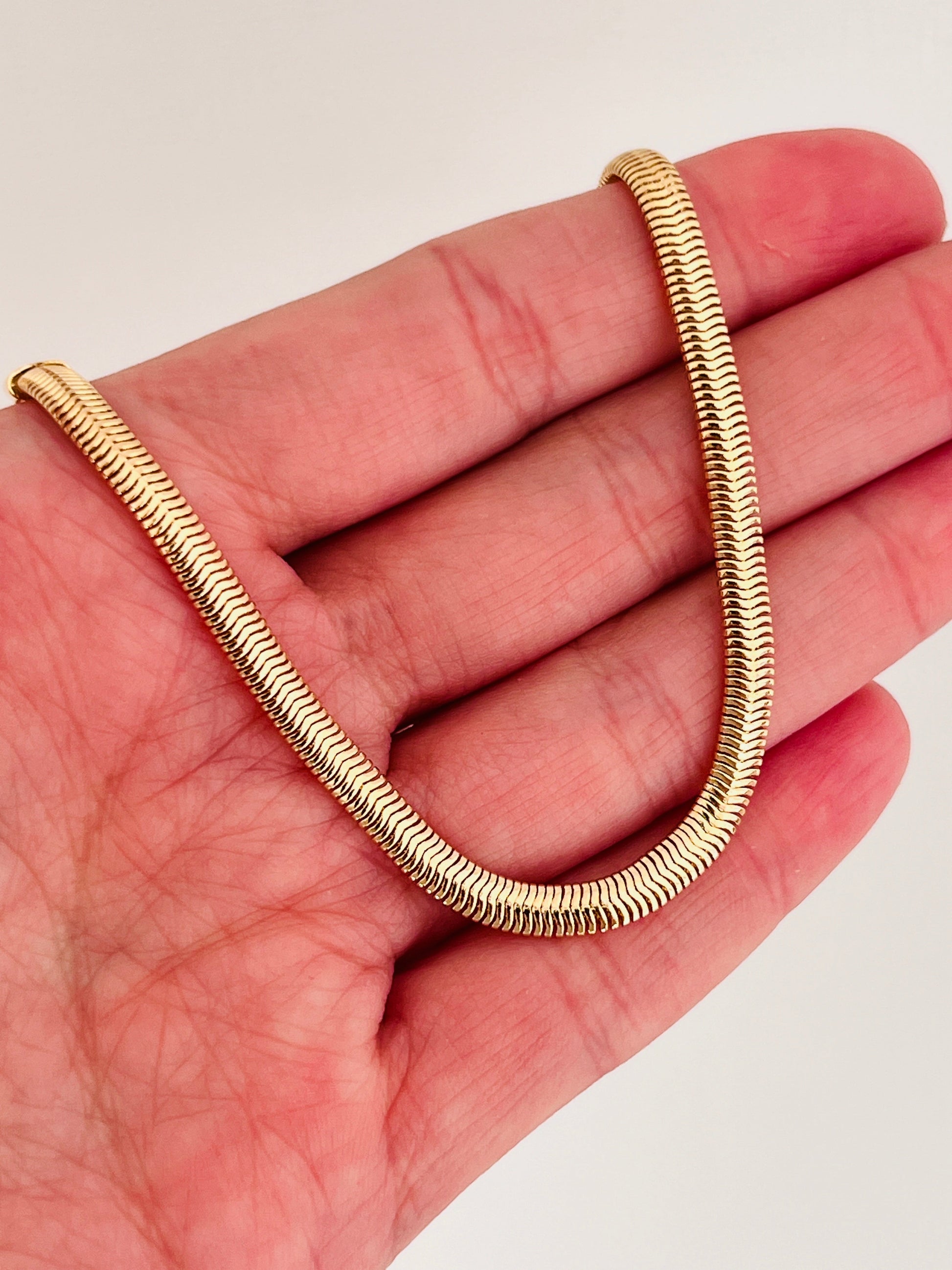 Gold Filled 4mm Magic Herringbone Bracelet | Sleek Shine, Timeless Elegance by HAUS OF MONOGRAM - Bracelets, 7", HOM-1-0475-7