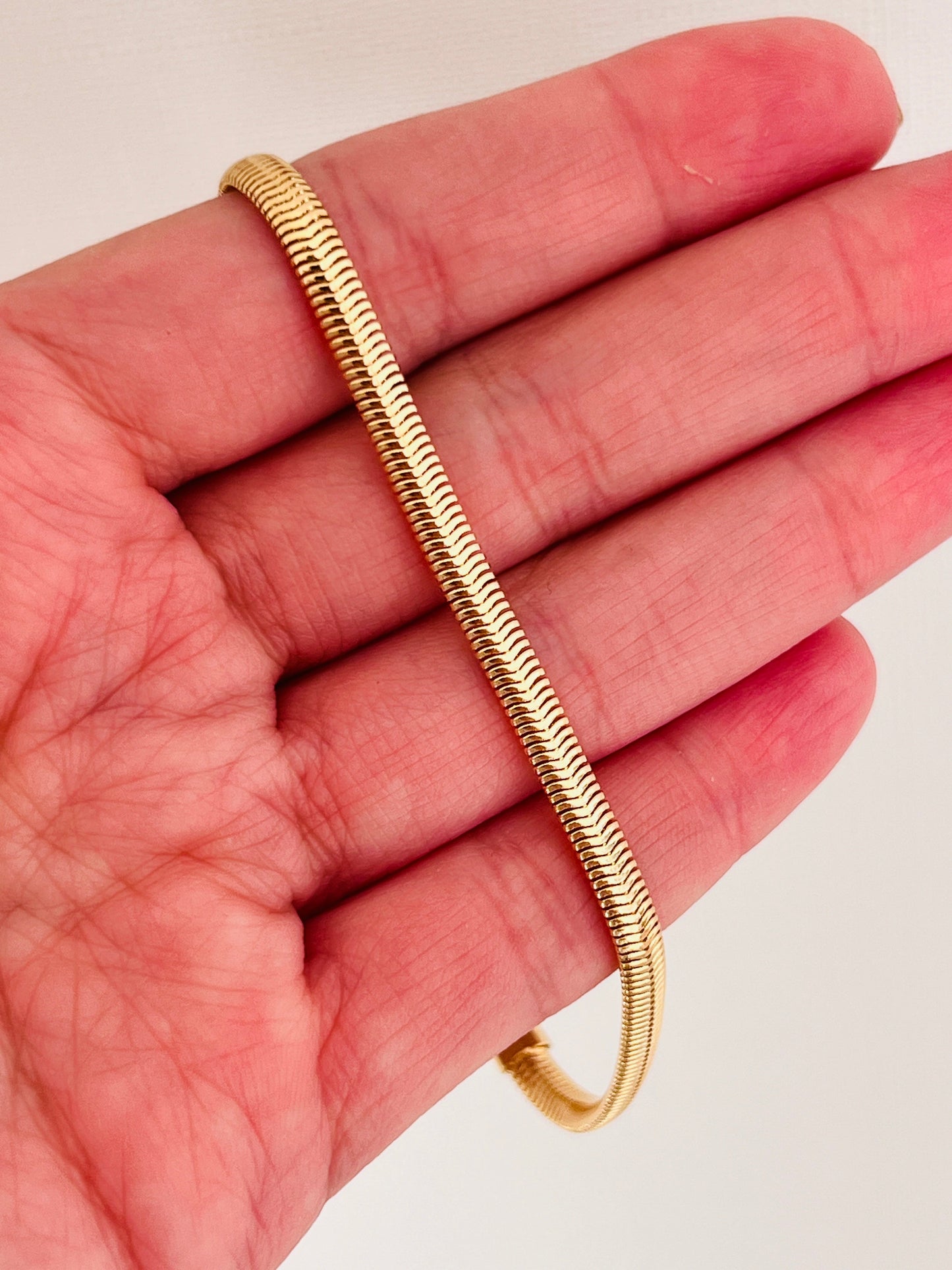 Gold Filled 4mm Magic Herringbone Bracelet | Sleek Shine, Timeless Elegance by HAUS OF MONOGRAM - Bracelets, 7", HOM-1-0475-7