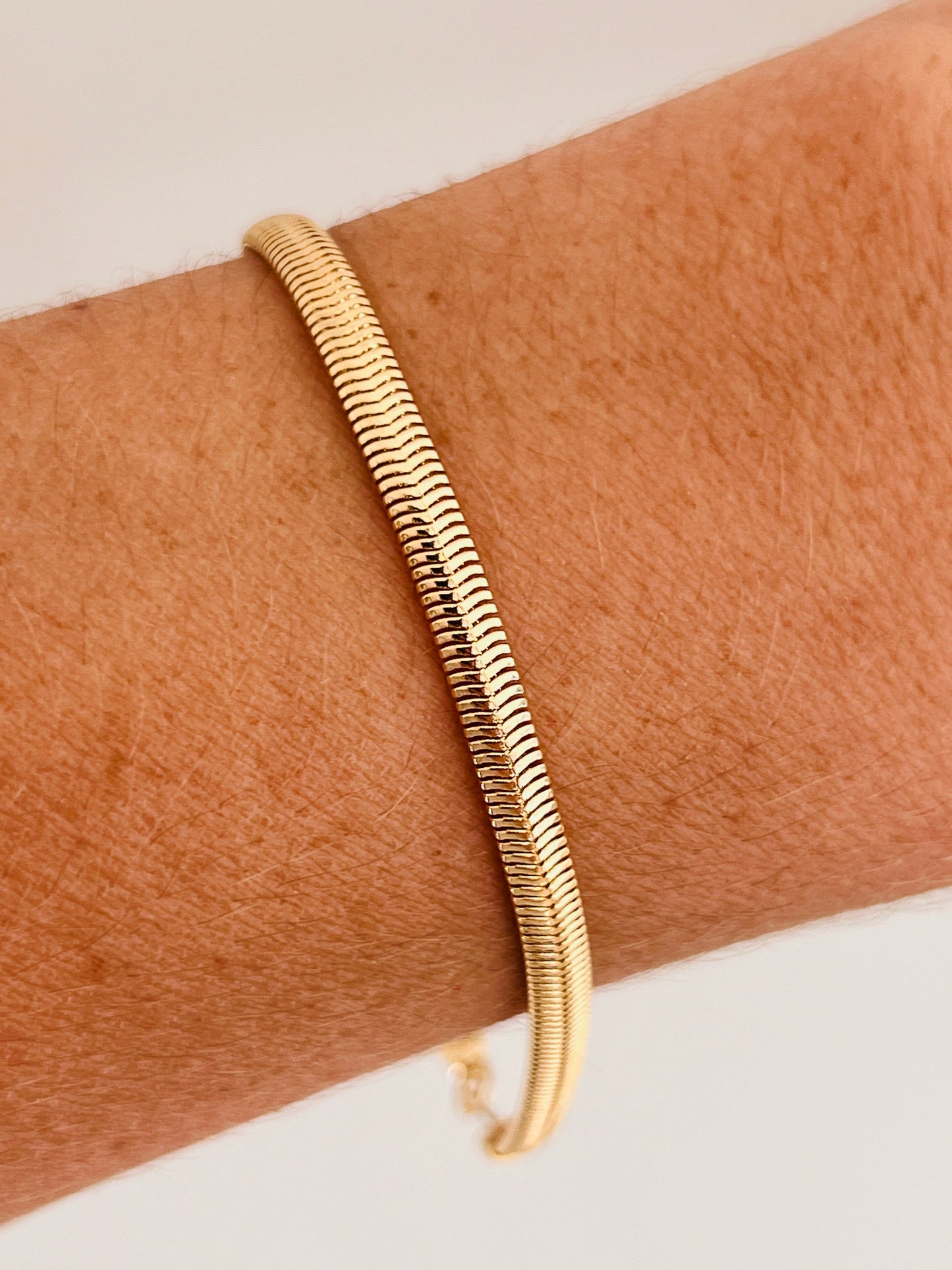 Gold Filled 4mm Magic Herringbone Bracelet | Sleek Shine, Timeless Elegance by HAUS OF MONOGRAM - Bracelets, 7", HOM-1-0475-7