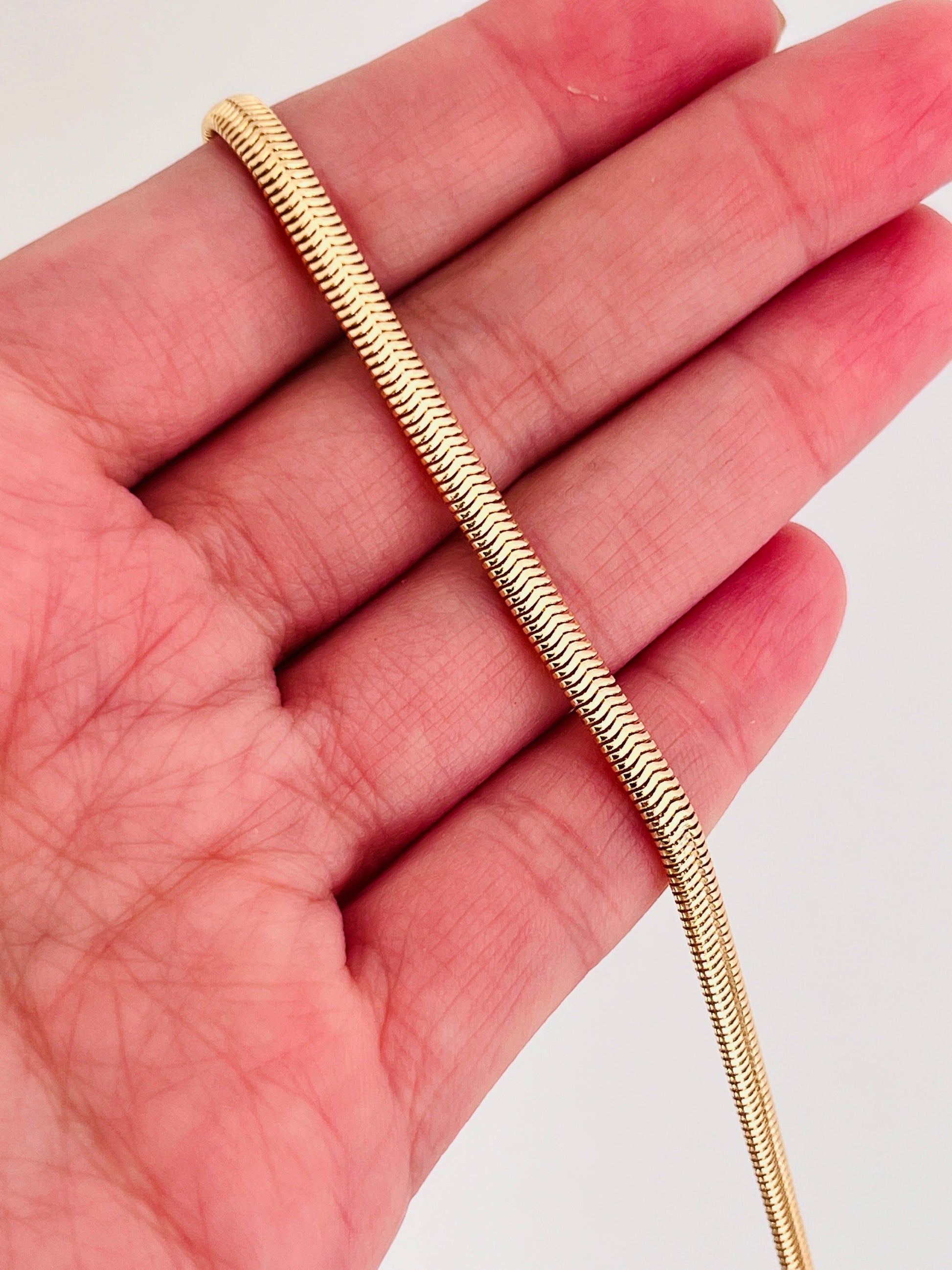 Gold Filled 4mm Magic Herringbone Bracelet | Sleek Shine, Timeless Elegance by HAUS OF MONOGRAM - Bracelets, 7", HOM-1-0475-7