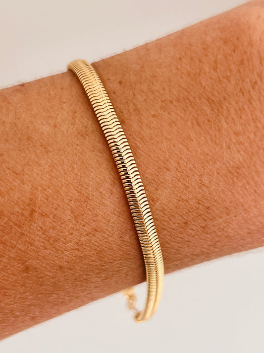 18KT Gold Filled Bracelets, Gold Filled 4mm Magic Herringbone Bracelet | Sleek Shine, Timeless Elegance by HAUS OF MONOGRAM