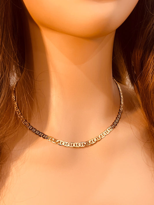 18KT Gold Filled Necklaces, Gold Filled 4mm Mariner Necklace | Bold & Classic Chain by HAUS OF MONOGRAM