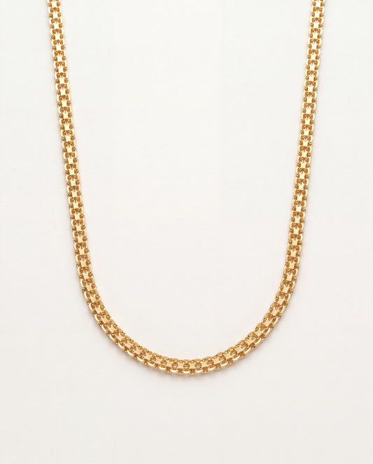 18KT Gold Filled Necklaces, Gold Filled 4mm Mesh Necklace | Textured Gold Statement Chain by HAUS OF MONOGRAM