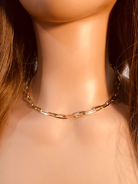 18KT Gold Filled Necklaces, Gold Filled 4mm Paperclip Necklace | Chunky Chain Luxe by HAUS OF MONOGRAM