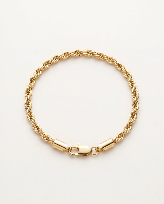 18KT Gold Filled Men's Bracelet, Gold Filled 4mm Rope Bracelet | Chunky Gold Chain by HAUS OF MONOGRAM