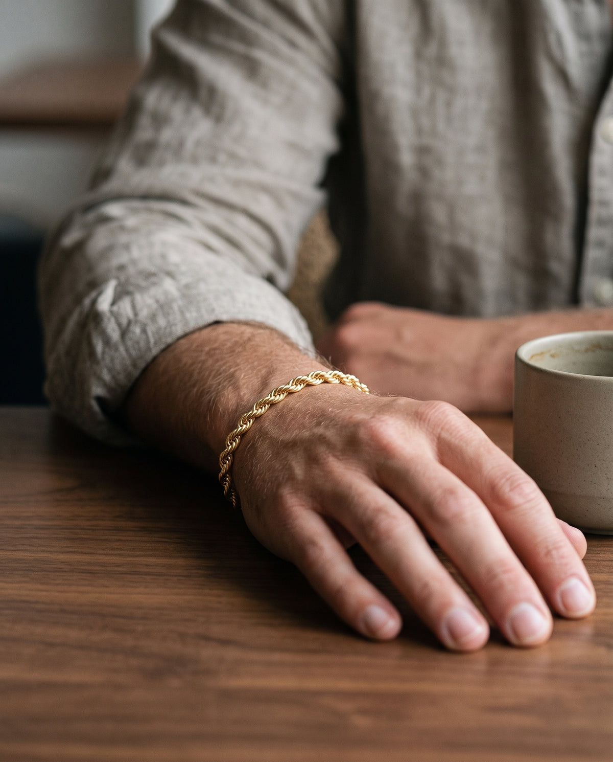 Gold Filled 4mm Rope Bracelet worn by a model