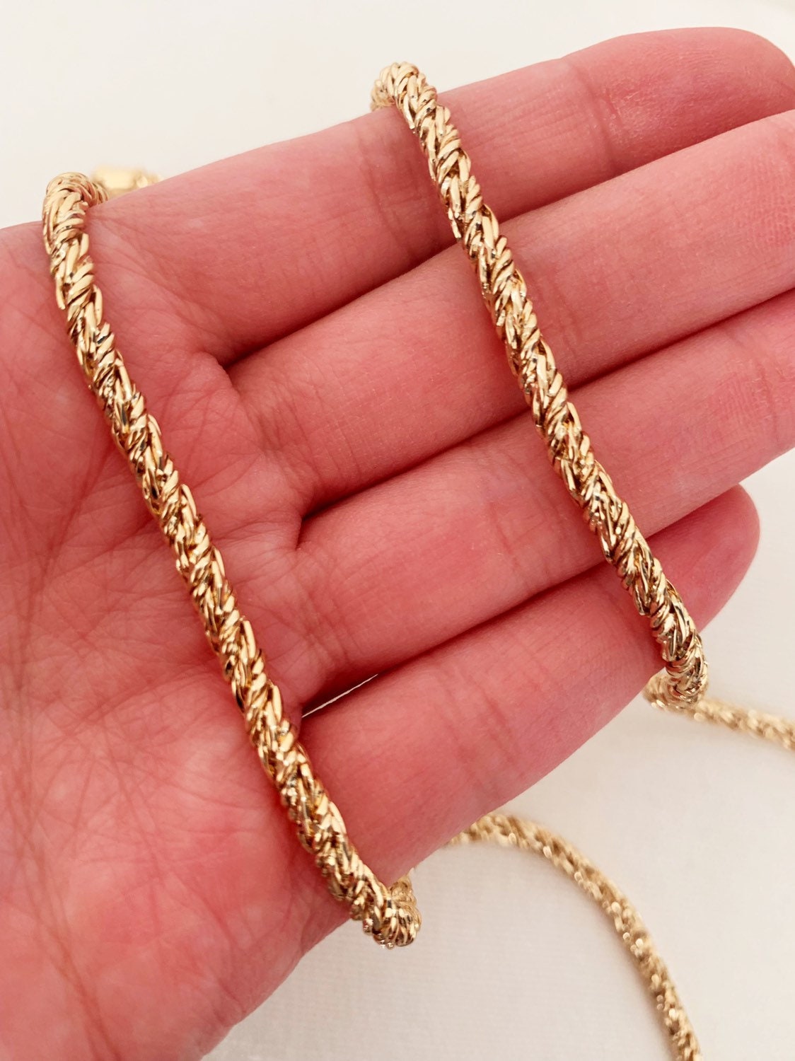 18KT Gold Filled Men's Chains, Gold Filled 4mm Wheat Chain Necklace | Timeless Texture, Everyday Luxe by HAUS OF MONOGRAM