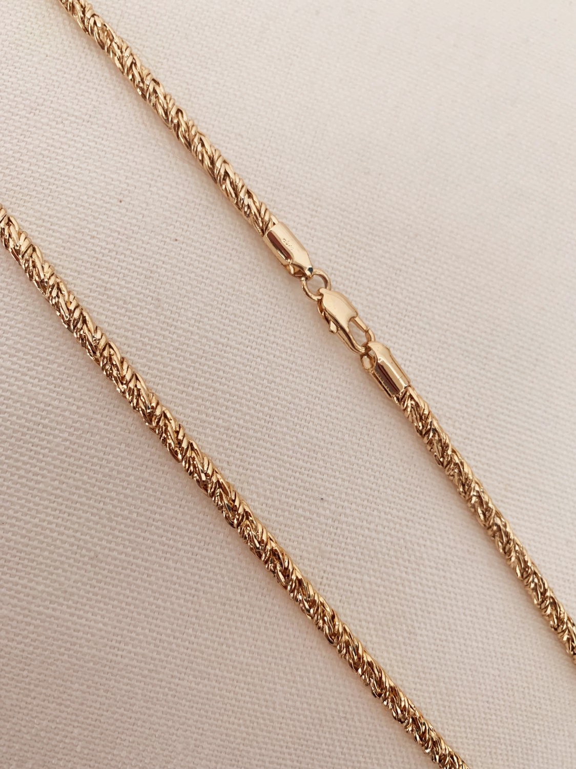 18KT Gold Filled Men's Chains, Gold Filled 4mm Wheat Chain Necklace | Timeless Texture, Everyday Luxe by HAUS OF MONOGRAM
