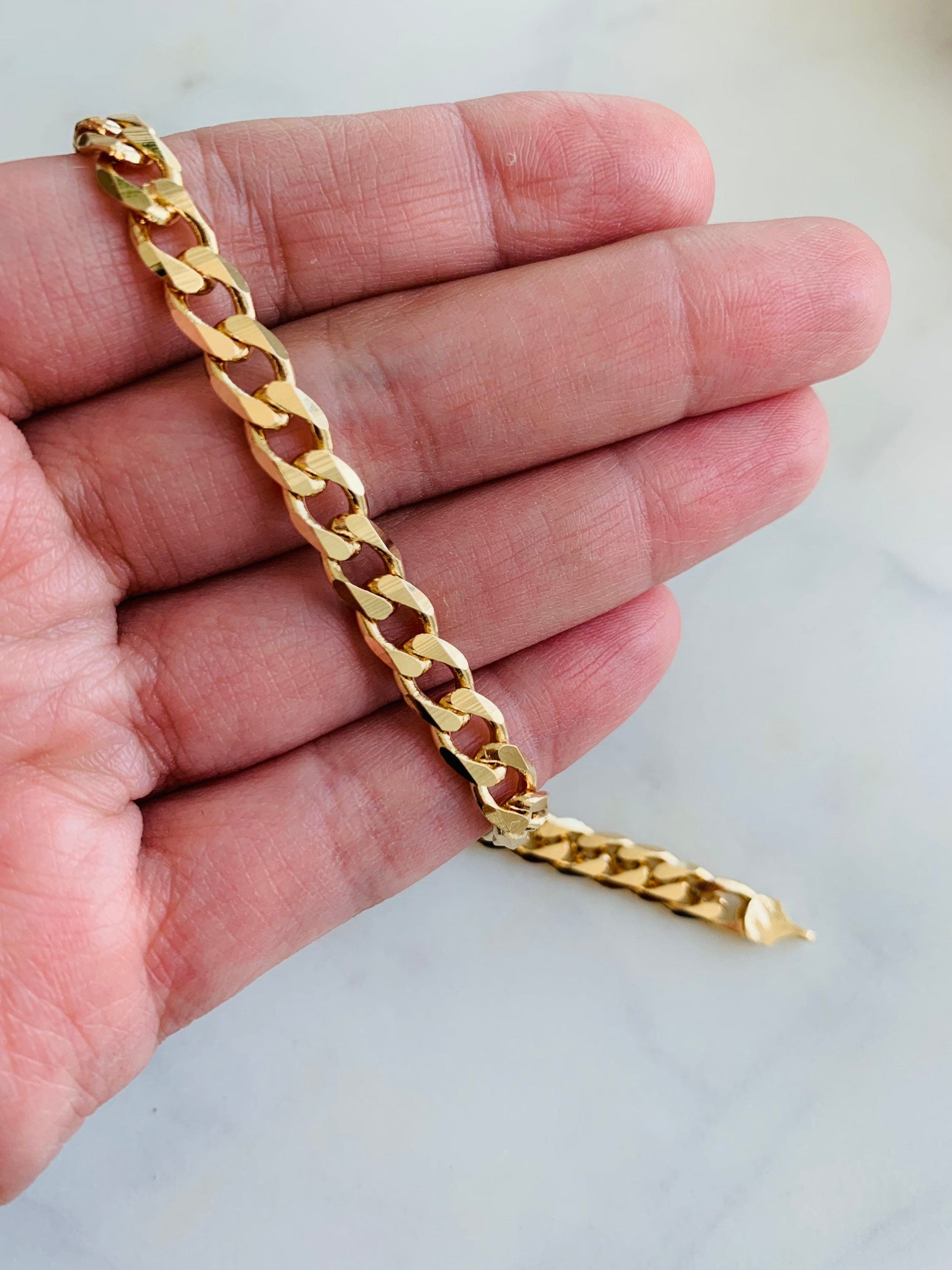 18KT Gold Filled Bracelets, Gold Filled 5.5mm Curb Bracelet | Classic Weight, Everyday Edge by HAUS OF MONOGRAM