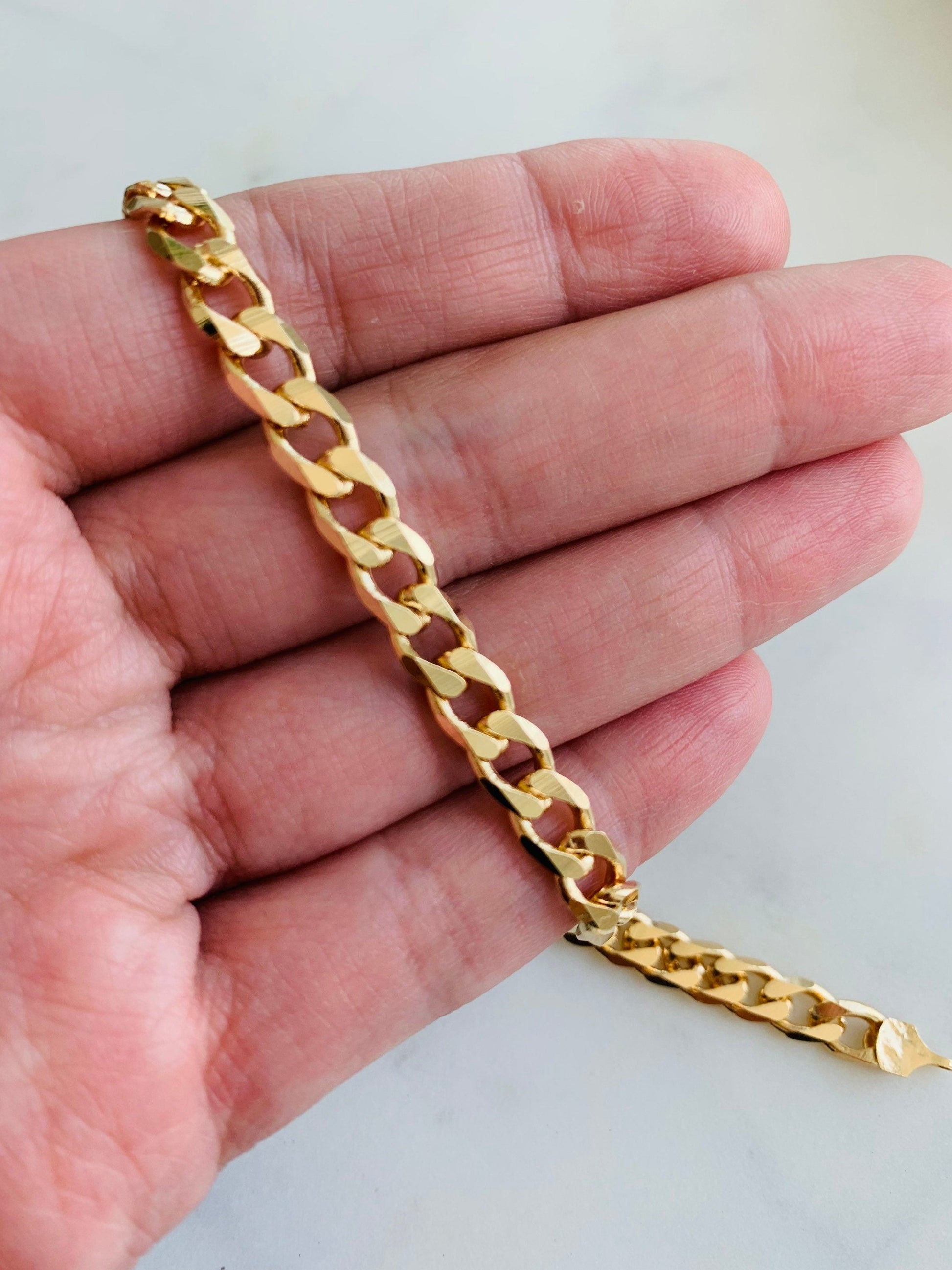 18KT Gold Filled Bracelets, Gold Filled 5.5mm Curb Bracelet | Classic Weight, Everyday Edge by HAUS OF MONOGRAM