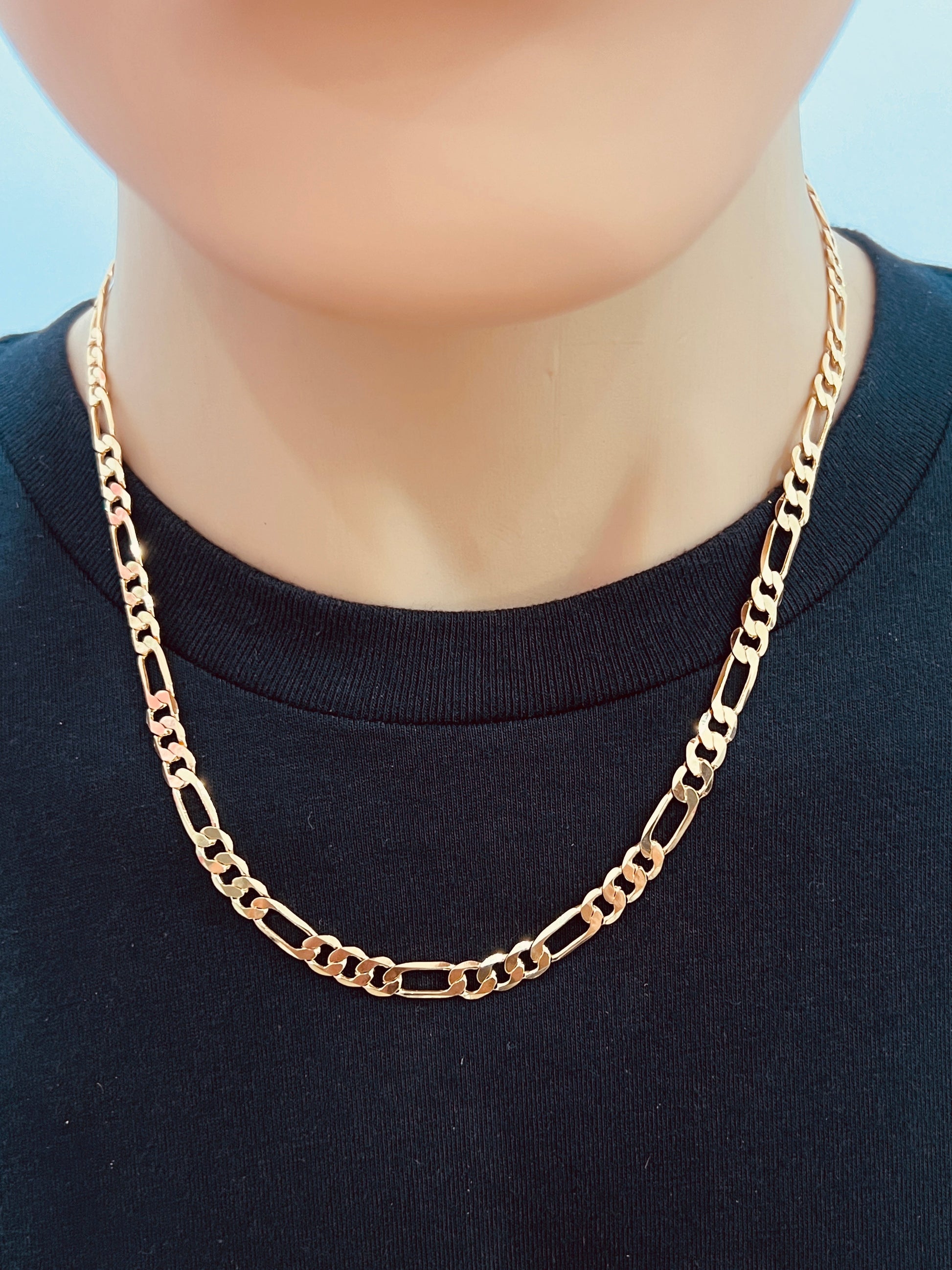 18KT Gold Filled Men's Chains, Gold Filled 5.5mm Figaro Chain | Classic Statement Necklace by HAUS OF MONOGRAM