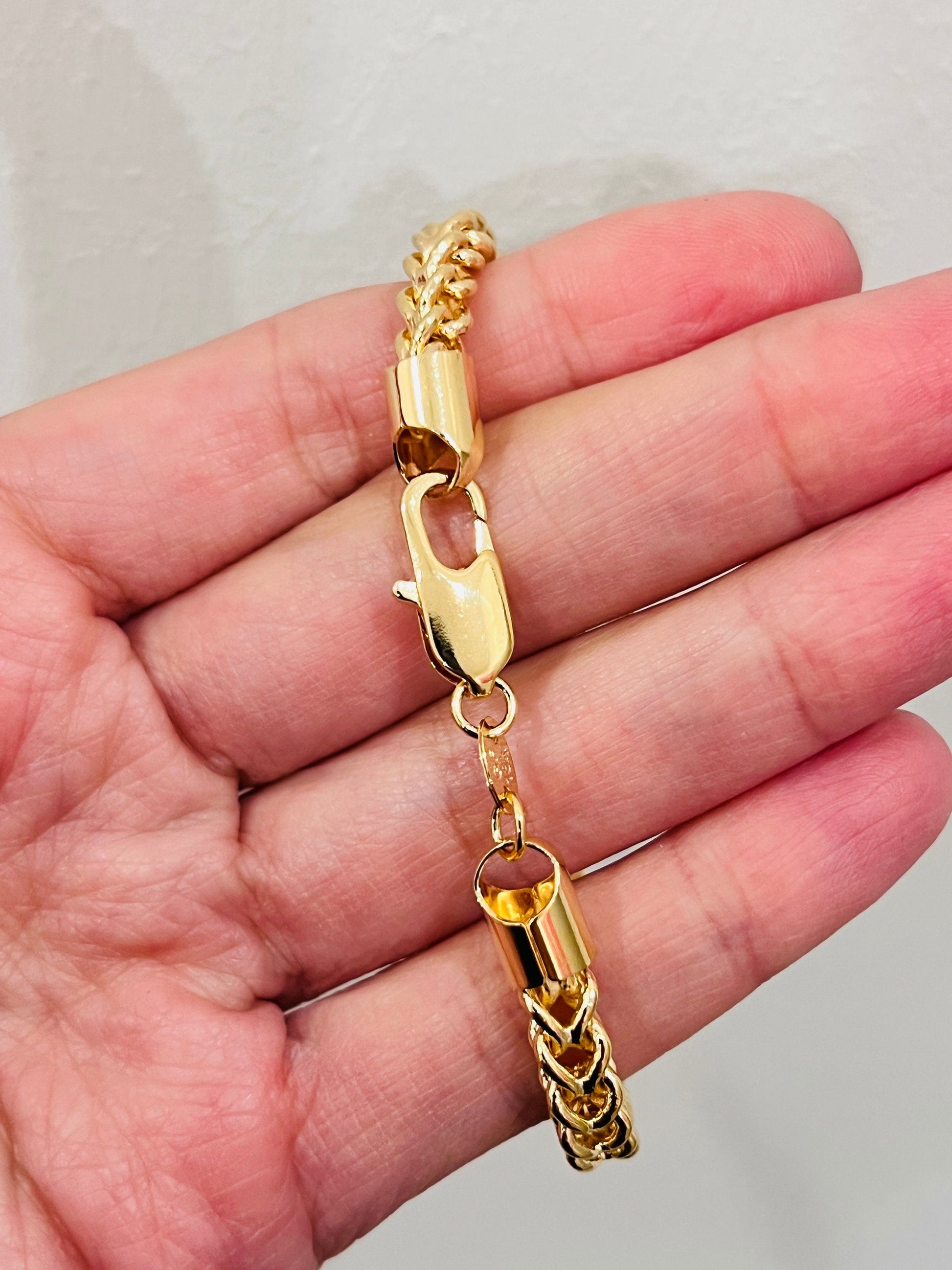 18KT Gold Filled Bracelets, Gold Filled 5.5mm Mesh Bracelet Flexible | 7.25 Inch Fit by HAUS OF MONOGRAM