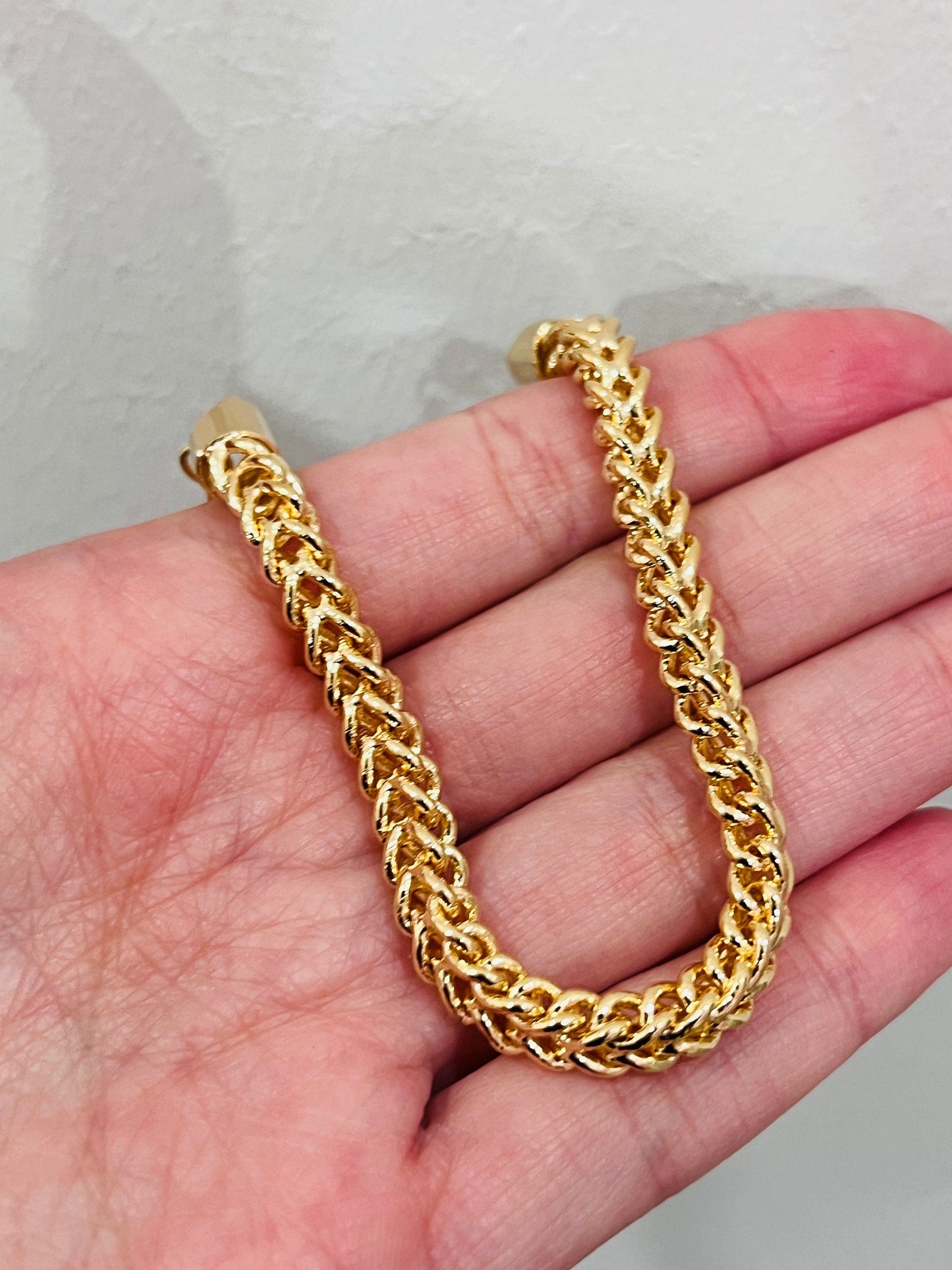 18KT Gold Filled Bracelets, Gold Filled 5.5mm Mesh Bracelet Flexible | 7.25 Inch Fit by HAUS OF MONOGRAM