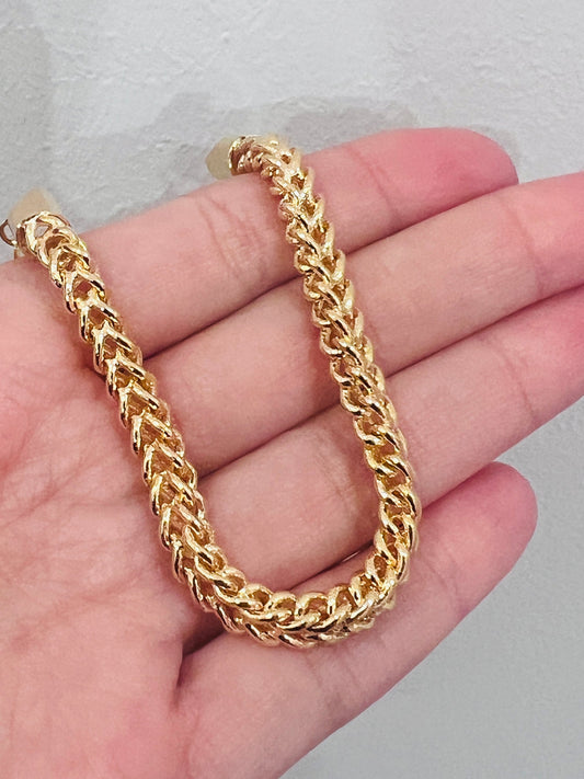 18KT Gold Filled Bracelets, Gold Filled 5.5mm Mesh Bracelet Flexible | 7.25 Inch Fit by HAUS OF MONOGRAM