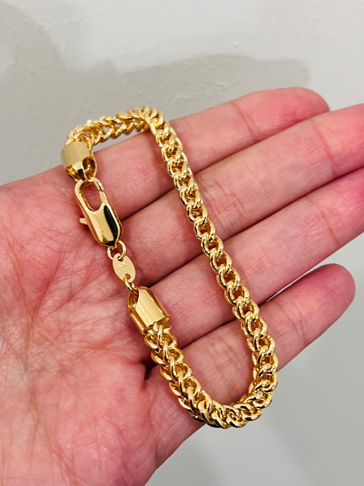 18KT Gold Filled Bracelets, Gold Filled 5.5mm Mesh Bracelet Flexible | 7.25 Inch Fit by HAUS OF MONOGRAM