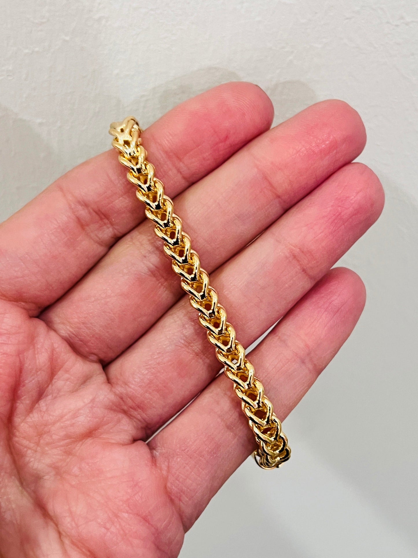 18KT Gold Filled Bracelets, Gold Filled 5.5mm Mesh Bracelet Flexible | 7.25 Inch Fit by HAUS OF MONOGRAM