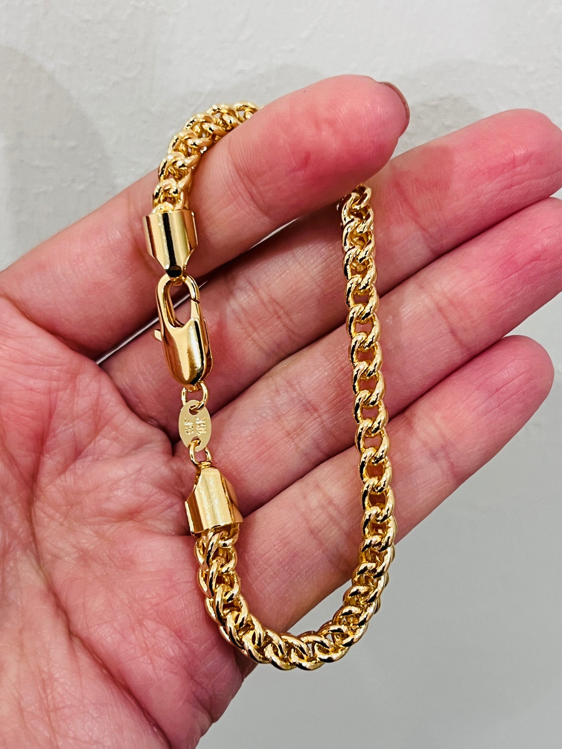 18KT Gold Filled Bracelets, Gold Filled 5.5mm Mesh Bracelet Flexible | 7.25 Inch Fit by HAUS OF MONOGRAM