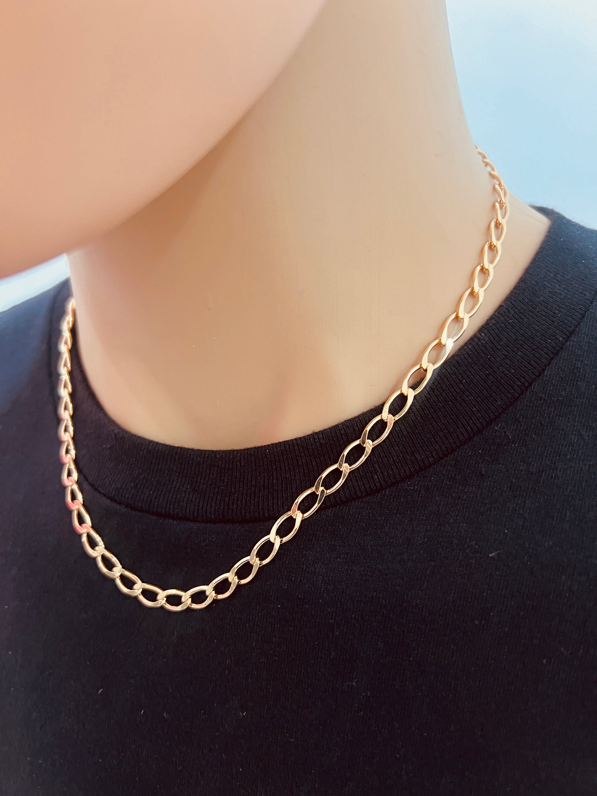 18KT Gold Filled Men's Chains, Gold Filled 5mm Curb Chain | Thick Statement Necklace by HAUS OF MONOGRAM